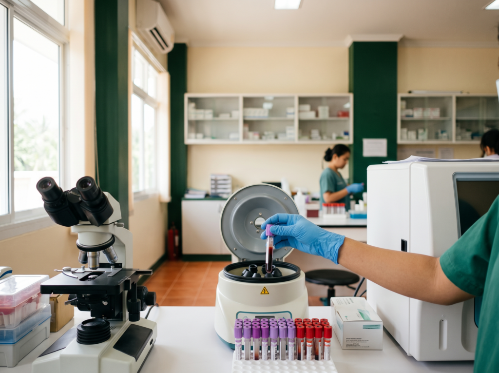 On-site laboratory at a medical clinic on Koh Phi Phi